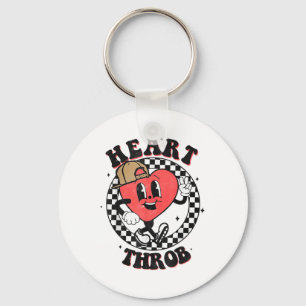 Retro Heart Throb Chequered Kid Preschool Boy Vale Key Ring