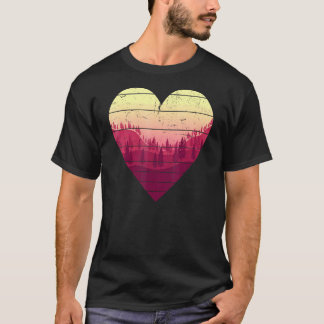 Retro Heart Trees Outdoor Nature Landscape Wildlif T-Shirt