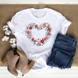 Retro Heart Wildflowers Lover T-Shirt