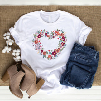 Retro Heart Wildflowers Lover T-Shirt