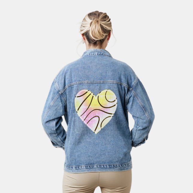Retro Heart Women's  Denim Jacket (Model)
