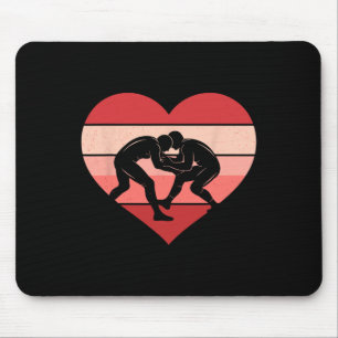 Retro Heart Wrestling Wrestle Vintage Valentine Wo Mouse Mat