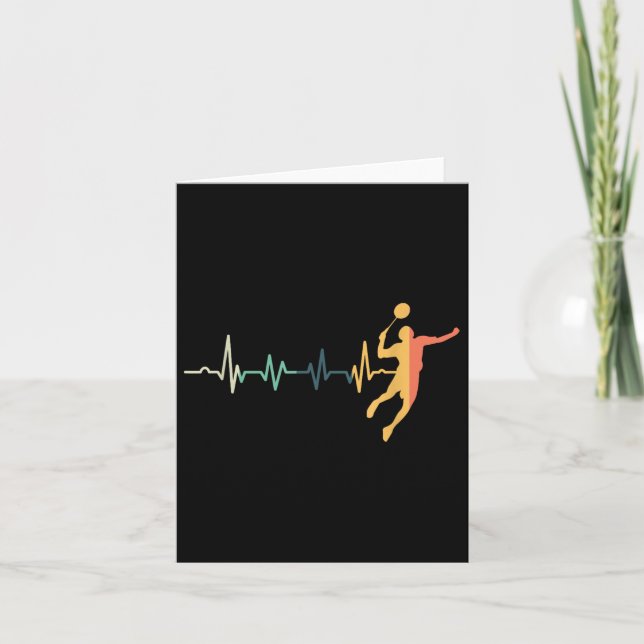 Retro Heartbeat Badminton Player Shuttle Trainer R Card (Front)
