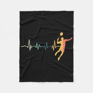 Retro Heartbeat Badminton Player Shuttle Trainer R Fleece Blanket