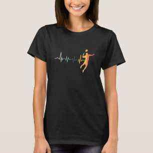 Retro Heartbeat Badminton Player Shuttlecock Train T-Shirt