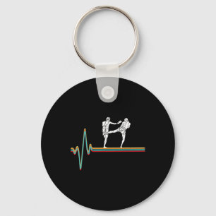 Retro Heartbeat Kickboxer Vintage Kickboxing Fight Key Ring