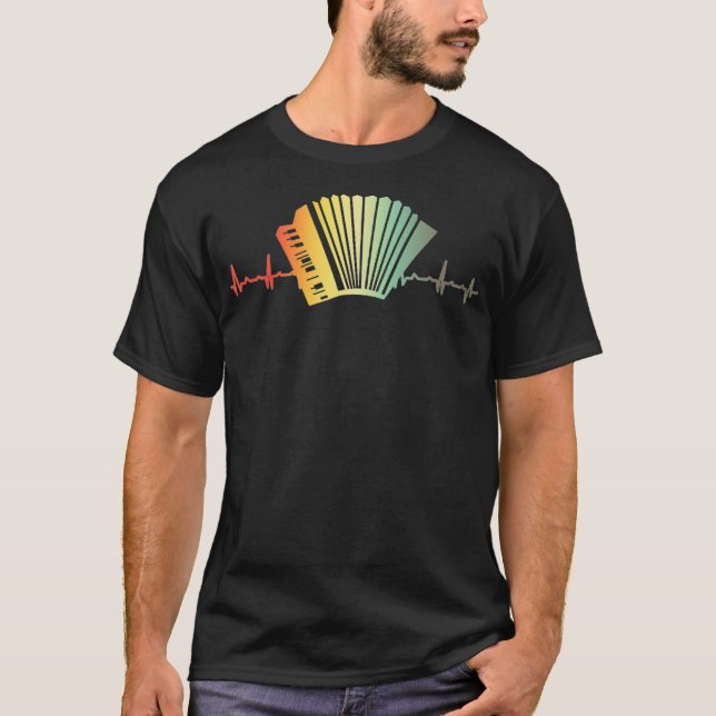 Retro Heartbeat Piano Air Accordion  Squeezebox T-Shirt (Front)