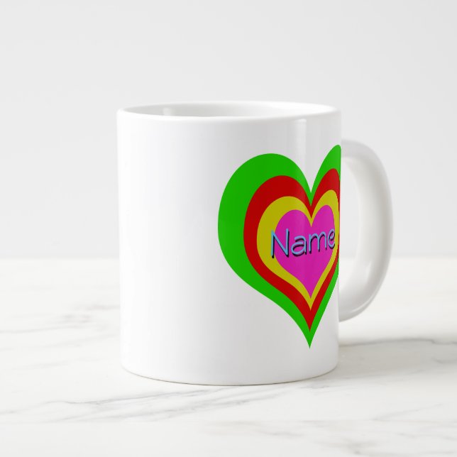 Retro Hearts - 20oz Jumbo Cup / Mug (Front Right)