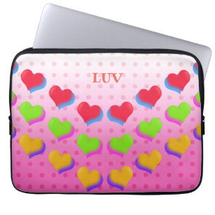 Retro Hearts Design Laptop Sleeve