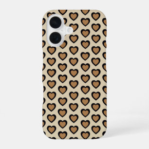 Retro Hearts Leopard iPhone 16 Case