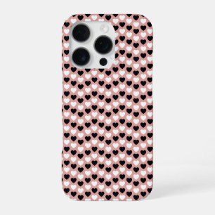 Retro Hearts Pink Black & White iPhone 16 Pro Case