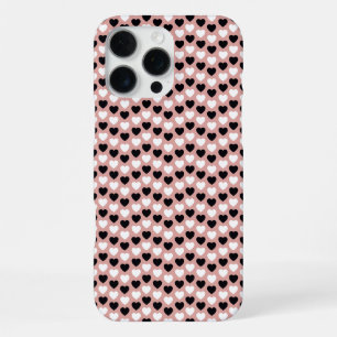 Retro Hearts Pink Black & White iPhone 16 Pro Max Case