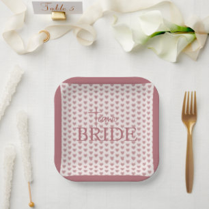 Retro Hearts Pink Burgundy Y2K Style Paper Plate