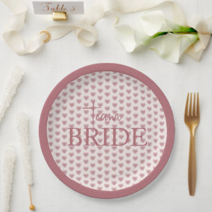 Retro Hearts Pink Burgundy Y2K Style Paper Plate