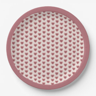 Retro Hearts Pink Burgundy Y2K Style Paper Plate