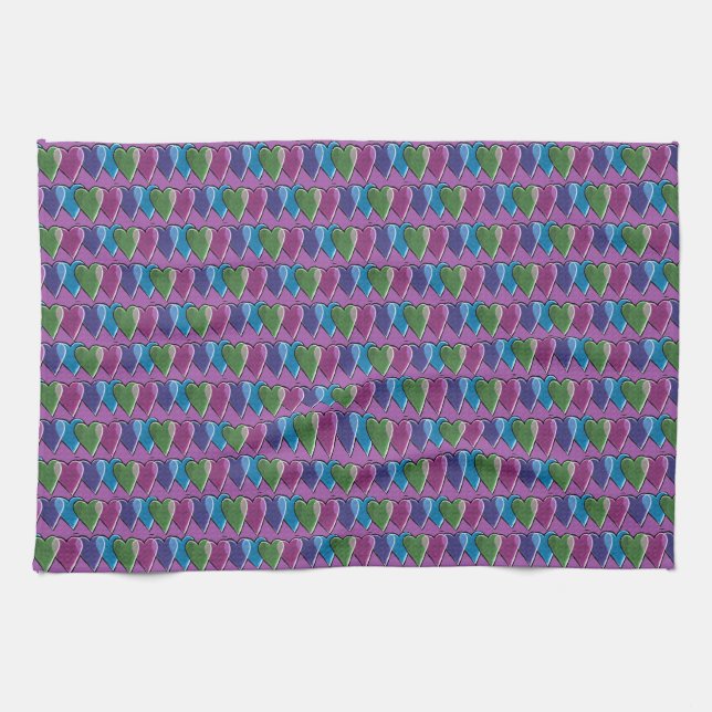 Retro Hearts Valentine's Day Pattern               Tea Towel (Horizontal)
