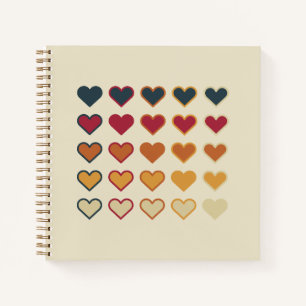 Retro Hearts Yellow Notebook