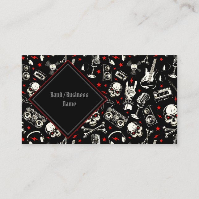Retro Heavy Metal Pattern Business Card (Front)