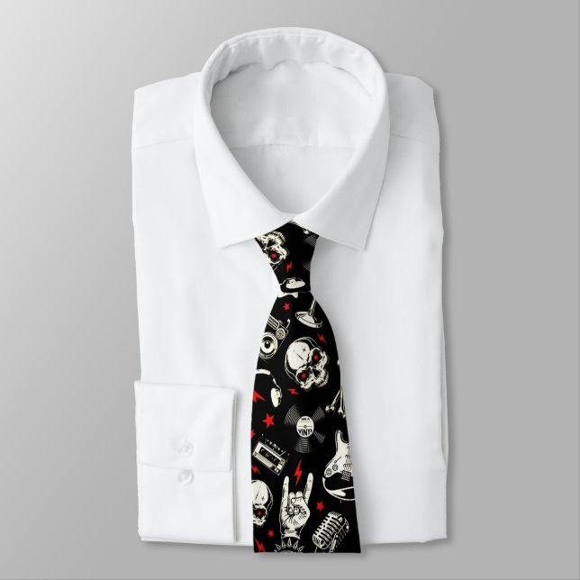 Retro Heavy Metal Pattern Tie (Tied)