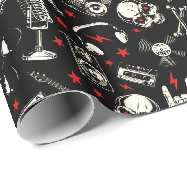 Retro Heavy Metal Pattern Wrapping Paper (Roll Corner)