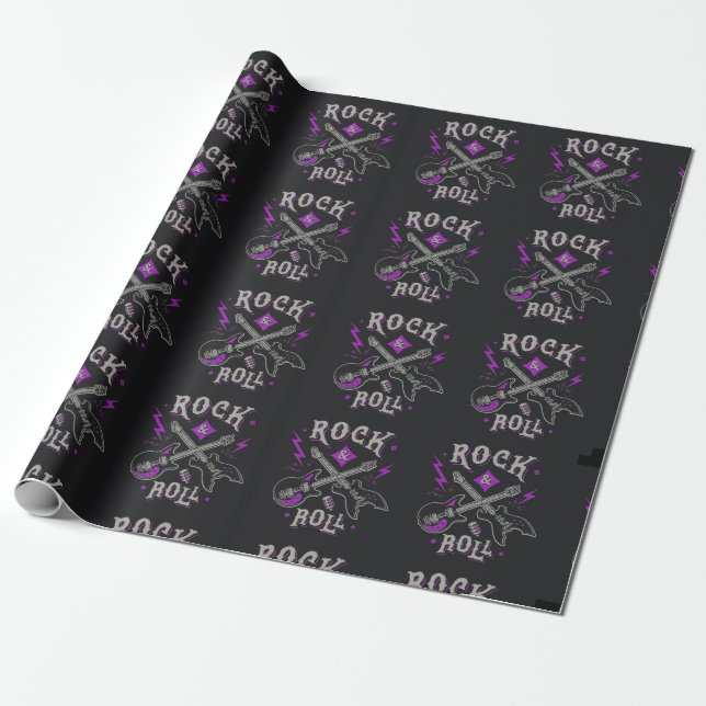 Retro Heavy Metal Pattern Wrapping Paper (Unrolled)
