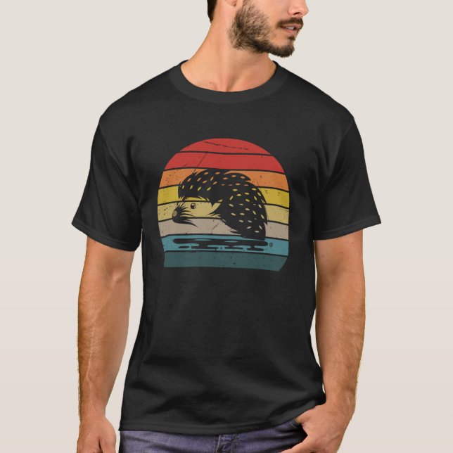 Retro Hedgehog  Forest Animal Hedgehog  Women Men T-Shirt (Front)
