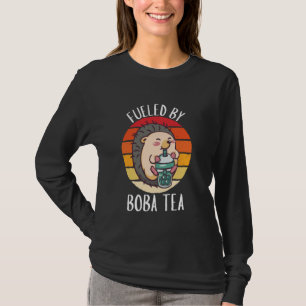 Retro Hedgehog Fuelled By Boba Tea Vintage Boba Te T-Shirt
