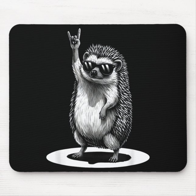 Retro Hedgehog Rock Music Men Kids Women Funny Ani Mouse Mat (Front)