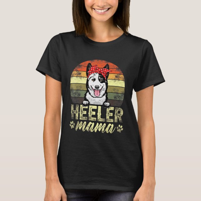 Retro Heeler Mama Australian Cattle Dog Mum T-Shirt (Front)