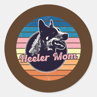 Retro Heeler Mom Australian Cattle Dog 60s 70s Classic Round Sticker