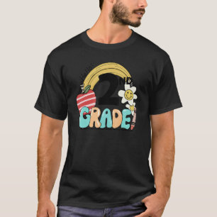 Retro Hello 2nd Grade Floral Rainbow Second Grade  T-Shirt