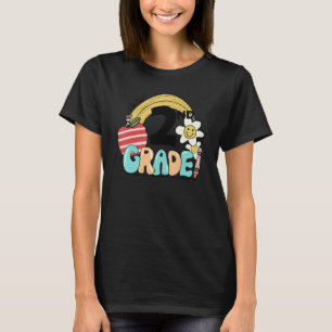 Retro Hello 2nd Grade Floral Rainbow Second Grade  T-Shirt