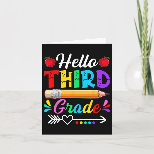 Retro Hello 3rd Grade First Day Of School Boys Gir Card (Front)