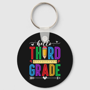 Retro Hello 3rd Grade First Day Of School Boys Gir Key Ring