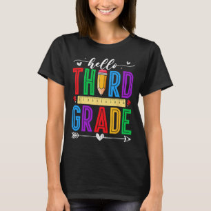 Retro Hello 3rd Grade First Day Of School Boys Gir T-Shirt