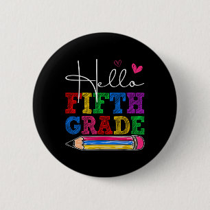 Retro Hello 5th Grade First Day Of School Boys Gir 6 Cm Round Badge