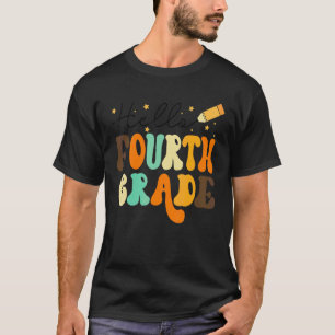 Retro Hello Fourth Grade Teacher Student First Day T-Shirt