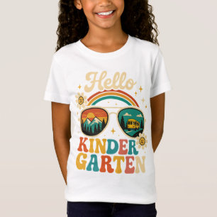Retro Hello Kindergarten Back to School Sunglasses T-Shirt