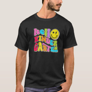 Retro Hello Kindergarten Happy Face Kinder Back To T-Shirt