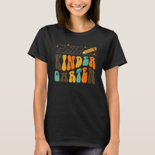 Retro Hello Kindergarten Teacher Kids First Day Of T-Shirt