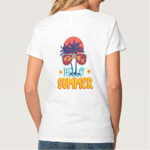Retro Hello Summer Beach Vibes Palm Tree Back Prin