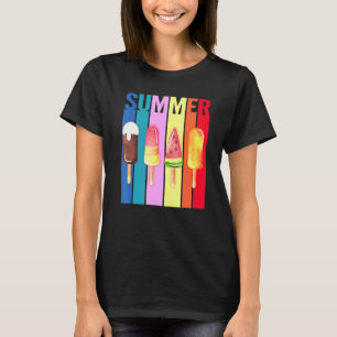 Retro Hello Summer Popsicle Ice Cream Summer Beach T-Shirt