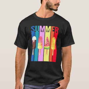 Retro Hello Summer Popsicle Ice Cream Summer Beach T-Shirt