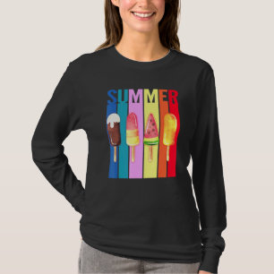 Retro Hello Summer Popsicle Ice Cream Summer Beach T-Shirt