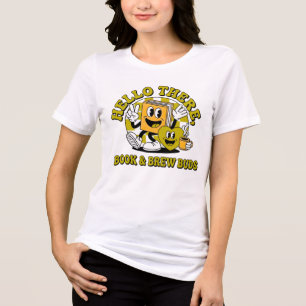 Retro Hello There Book & Brew Buds Vintage Cartoon Tri-Blend Shirt