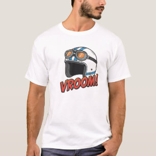 Retro Helmet Goggles Vintage Cartoon Vroom Motorcy T-Shirt
