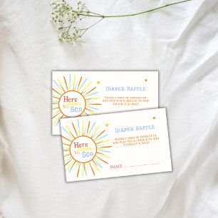 Retro Here Comes Diaper Raffle Baby Shower  Enclosure Card