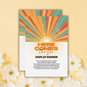 Retro Here Comes The Son Baby Shower Enclosure Card