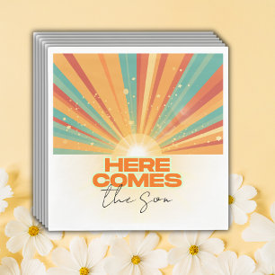 Retro Here Comes The Son Baby Shower Napkin