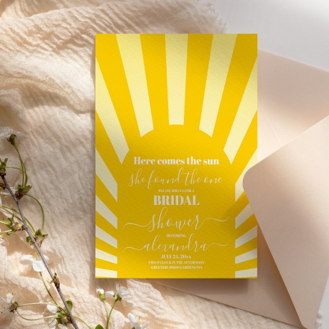 Retro Here Comes the Sun Bridal Shower  Invitation (Creator Uploaded)